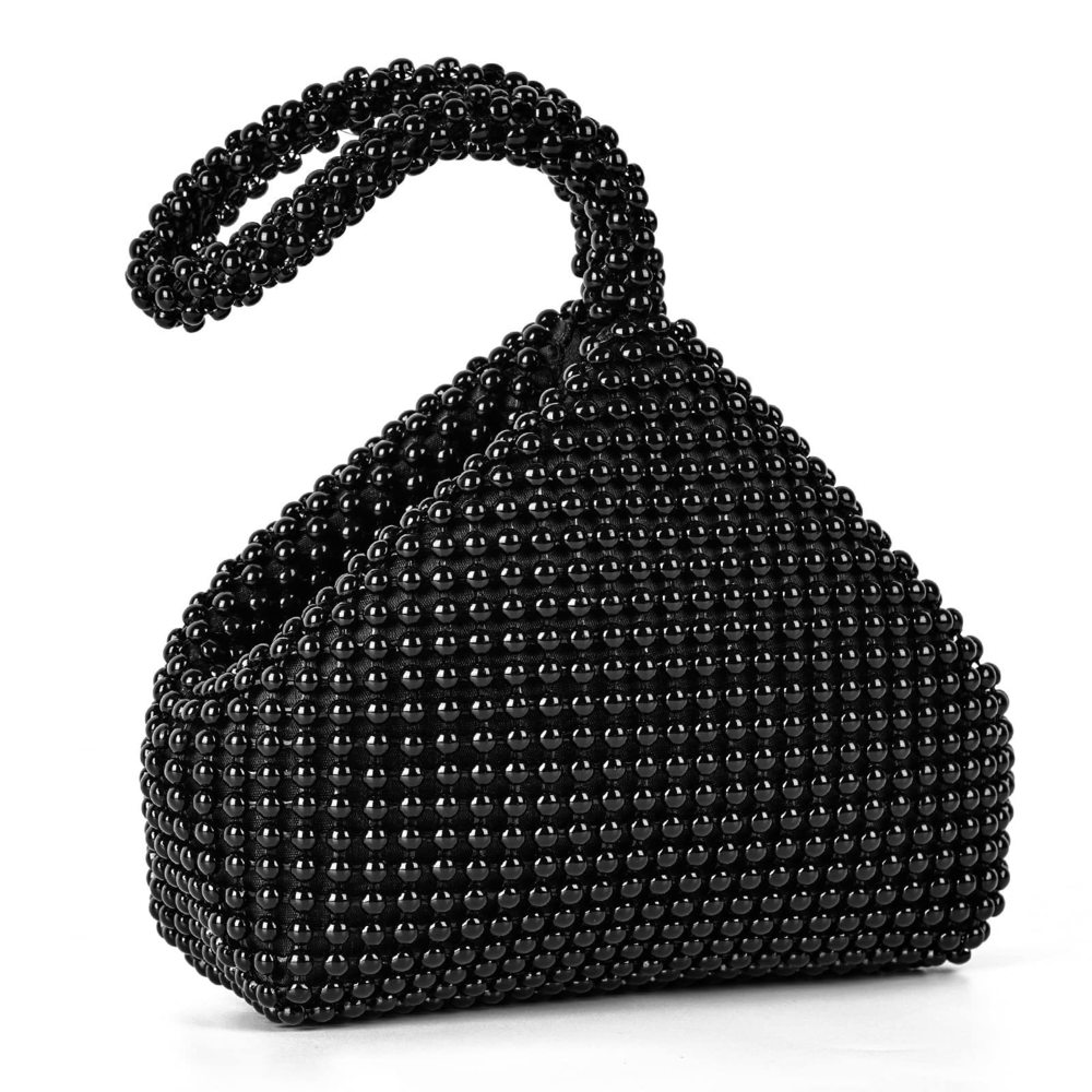 Black Beaded Mini Bag – Sleek Evening Shoulder Bag